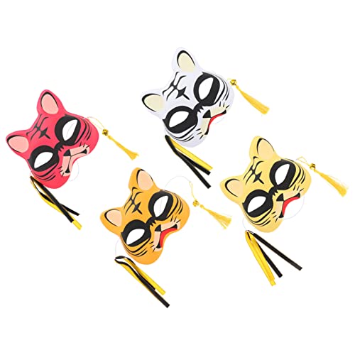 TOYMYTOY 4Pcs Fox Masks Japonés Kabuki Kitsune Masks Maldito Cat Máscaras Anime Cospaly Máscaras Masquerade Disfraz Proporfora Hombres Mujeres Niños Color Surtido