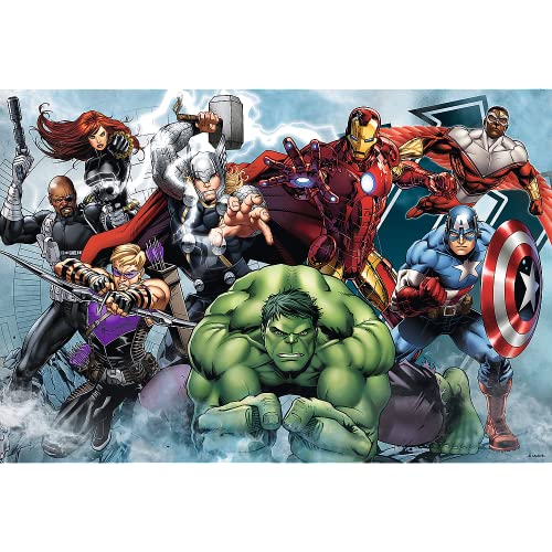 Trefl-de 100 Piezas, para niños a Partir de 5 años Puzzle, Color al Ataque, Marvel los Vengadores