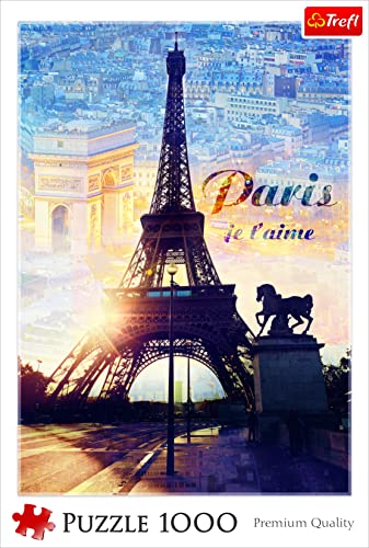 Trefl, Puzzles, París al Amanecer, de 1000 Piezas, Francia, Capitales Europeas, Vista a la Torre Eiffel, Arco de Triunfo, Rompecabezas DIY, Pasatiempo Creativo, Regalo