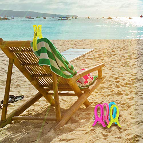 TRIXES 4 x Ganchos Grandes Pinzas de Toalla de Playa - Playa Toalla Clips - Ideal para Vacaciones - en Colores Surtidos Edición de Lujo con Resortes de Metal Reforzado