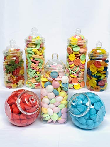 Truly Sweet Candy 7 Large Jars 7 tarros Grandes, Tereftalato de Polietileno (Pet), plástico de Grado alimenticio, transparente