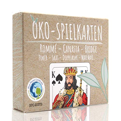TS Spielkarten Tarjetas Öko Rommee, Canasta, Bridge, imagen francesa, Skat Poker Mau-Mau, juego de cartas originales de Romme (1 x tarjetas en caja plegable)