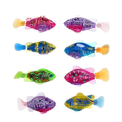 Twshiny Robofish - Juego de 4 juguetes de pescado activados con pilas, regalo infantil