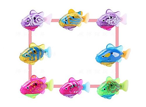 Twshiny Robofish - Juego de 4 juguetes de pescado activados con pilas, regalo infantil