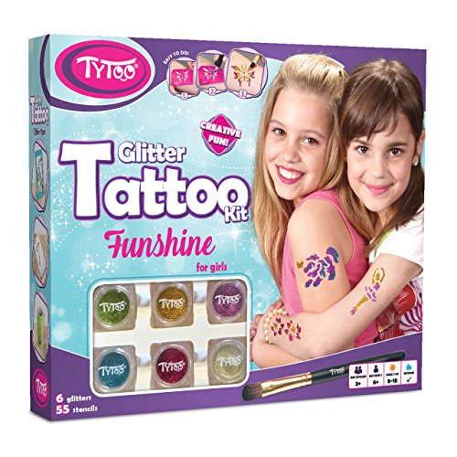Tytoo Kit de Tatuaje de Purpurina para Chicas con 55 Plantillas, Uso Seguro, duración de 8-18 días