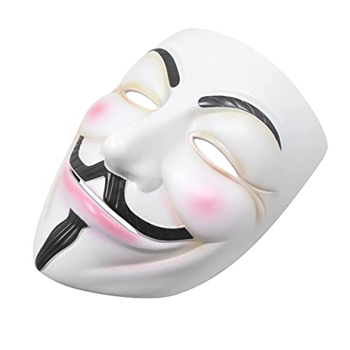 Udekit Máscara de Hacker V para Vendetta Máscara Disfraz de Halloween Accesorios de Fiesta de Cosplay Blanco