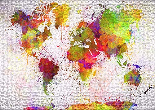 Ulmer Puzzleschmiede - Puzzle "Mundo" de colores - Puzzle clásico de 1000 piezas - Diseño moderno de puzle con colores originales del mapa del mundo.