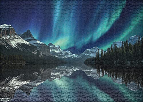 Ulmer Puzzleschmiede - Puzzle "Zauberhafte Canada" - Clásico puzle de 1000 piezas de la naturaleza - Diseño de noche del Alto Norte de Canadá - Paisaje salvaje y espectaculares luces polares