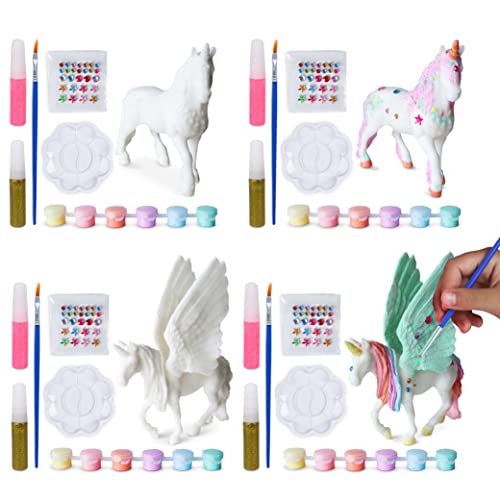 Unicornios Para Niñas Detalles Cumpleaños Niños, Figuras Para Pintar Pack 4 - BONNYCO | Regalos Cumpleaños Niños Colegio, Relleno Piñatas de Cumpleaños Infantil, Manualidades Niñas Unicornio