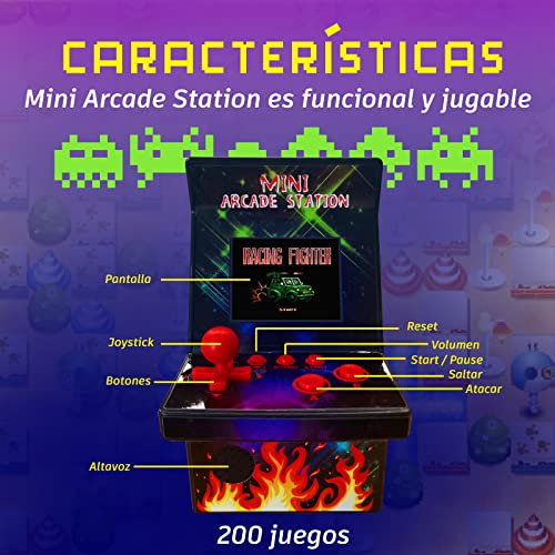 Unicview Consola Mini Arcade, recreativa portátil, 200 Juegos incluidos, Maquina de Videojuegos Retro, Cosola Retro, niños y Adultos con diseño Retro