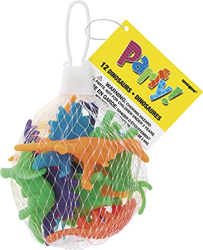Unique Party Bolsa de 12 Juguete Dinosaurio de plástico (74014) , Modelos/colores Surtidos, 1 Unidad