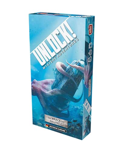 Unlock! - Set de juego de rompecabezas "Das Wrack der Nautilus (Mystery Adventures) (en alemán) + 3 pegatinas de Escape + 1 adorno de metal