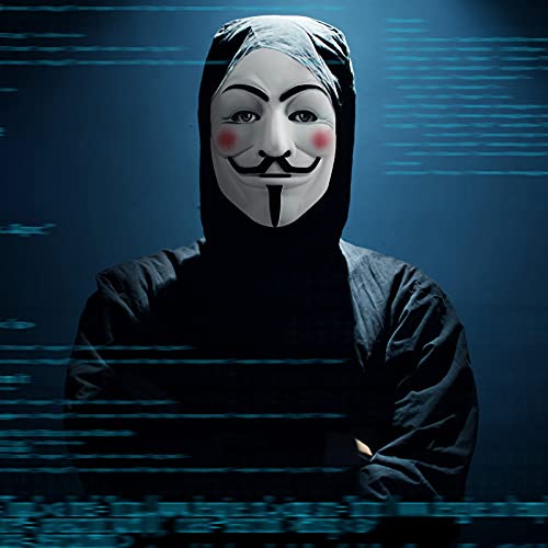 UNOLIGA Halloween Anonymous Mask, 2pcs Mascara V de Vendetta para Adultos, Mascara Hacker, Caretas para Carnaval Disfraz de Halloween Cosplay Accesorios Fiesta Props (Blanco, Beige)