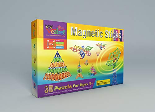 Veatree Bloques Magnéticos de Construcción para Niños Palos Magnéticos con No magnético Bolas 178 Piezas Juguete Educativo para el Desarrollo Integral para Mayores de 4 Años