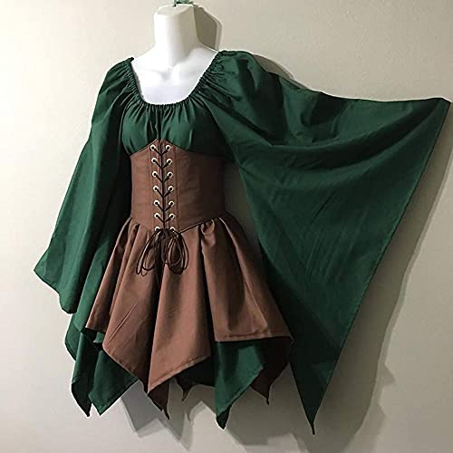 Vestido Midi de Princesa Medieval Retro Vestido Midi Medieval gótico Tradicional renacentista para niñas y Mujeres