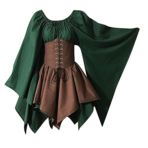 Vestido Midi de Princesa Medieval Retro Vestido Midi Medieval gótico Tradicional renacentista para niñas y Mujeres