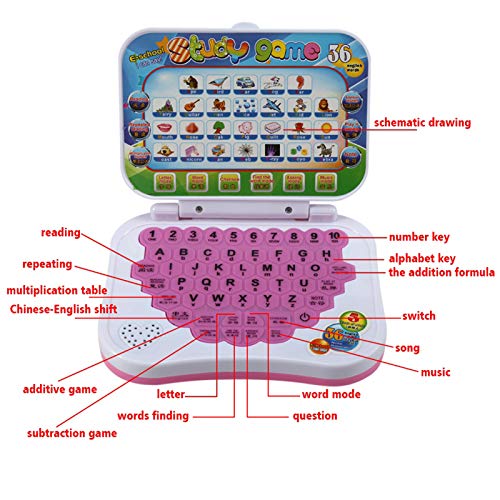VGEBY Juguete del Ordenador portátil de los niños, bilingüe del Ordenador portátil del Juguete del Estudio del Aprendizaje Educativo