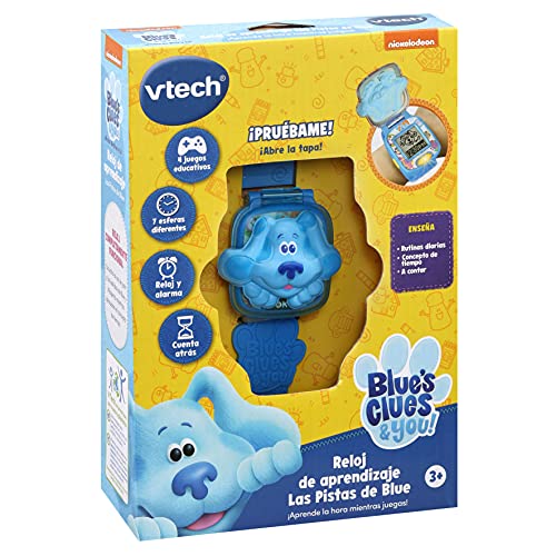 VTech-123-611722 Blues Clues VTech-¡Las Pistas de Blue y tú Reloj de aprendizaje, juguete educativo para niños +3 años, voces originales de la serie, color azul, versión ESP (3480-611722)