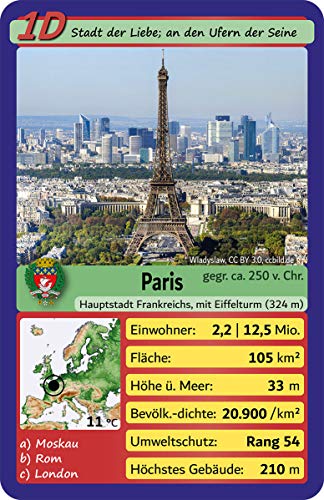 Wendels Kartenspiele Metrópolis: juego de cartas de ciudades Trumpf Quartett | pequeño regalo para familias y viajeros.
