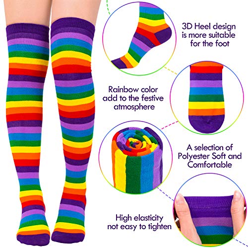 Whaline - Juego de calcetines para mujer, diseño de arco iris, con 30 tatuajes de orgullo gay