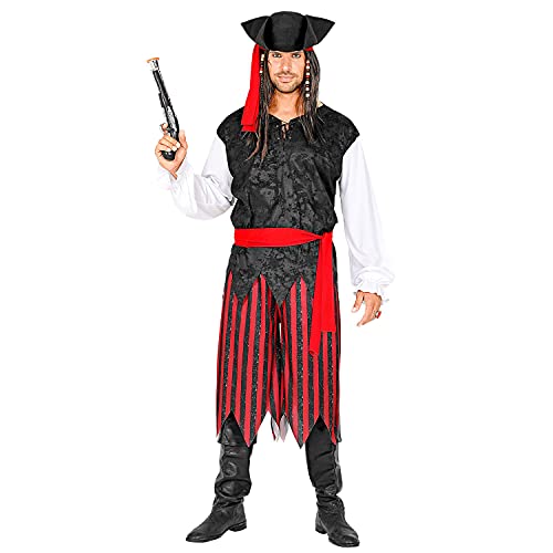 WIDMANN Widmann-53133 Disfraz Caribe, camisa con chaleco, pantalones, cinturón, cinta para la cabeza, sombrero, pirata, fiesta temática, carnaval, multicolor, large (53133)