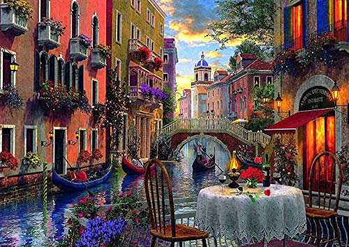 WISKALON Pintura por números para Adultos DIY Pintura al óleo Kit con Pinceles y Pinturas para Niños principiantes - Venecia ciudad Sin Marco 16 X 20 Pulgadas