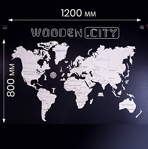 Wooden.City Mapa del Mundo De Madera XL Decoración De La Pared