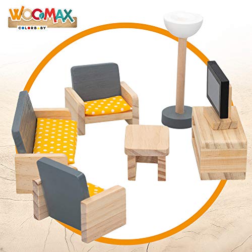 WOOMAX - Set mobiliario casa de muñecas madera salón woomax (46469)