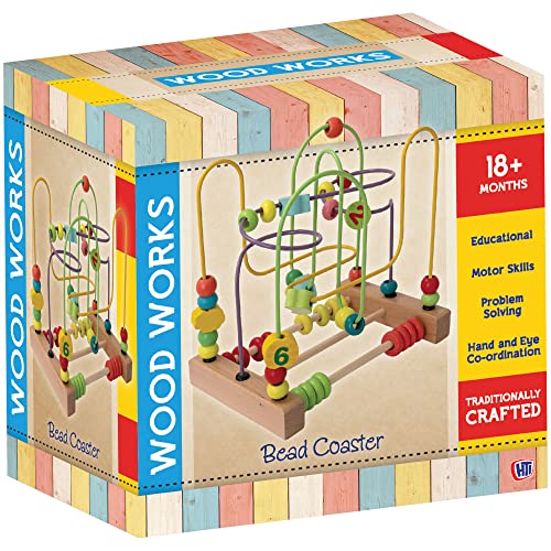 Wowow Toys Posavasos de cuentas| Laberinto de cuentas de madera con ábaco de madera Juguetes de actividades y desarrollo temprano para niños Trona para niñas pequeñas Niños de 18 meses en adelante