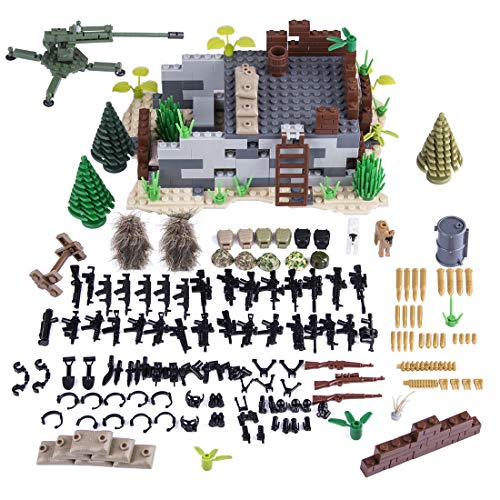 WWEI Juego de armas militares de guerra WW2 para niños, minisoldados, figuras SWAT compatibles con Lego