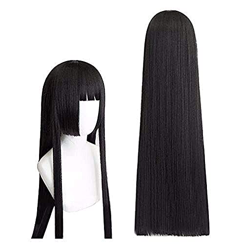 Wxypreey peluca de pelo largo y recto negro Jabami Yumeko para Anime Kakegurui peluca de cosplay peluca de disfraz de Halloween