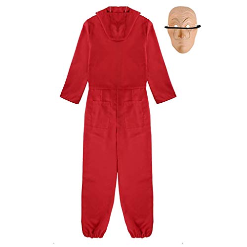 Xinqin 2 Pcs Kit de Disfraz de Rojo, Traje de Cosplay para Carnaval Navidad Halloween Ropa y Máscara (S)