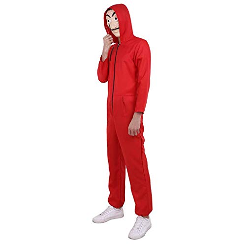 Xinqin 2 Pcs Kit de Disfraz de Rojo, Traje de Cosplay para Carnaval Navidad Halloween Ropa y Máscara (S)
