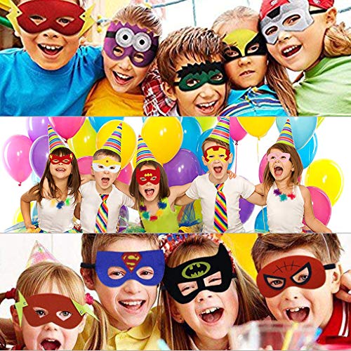 Yidaxing 35 Piezas Máscaras de Superhéroe, Máscaras de Fieltro Mitad Máscara de Cosplay con Cuerda Elástica Máscaras de Ojos para Niños Mayores de 3 años