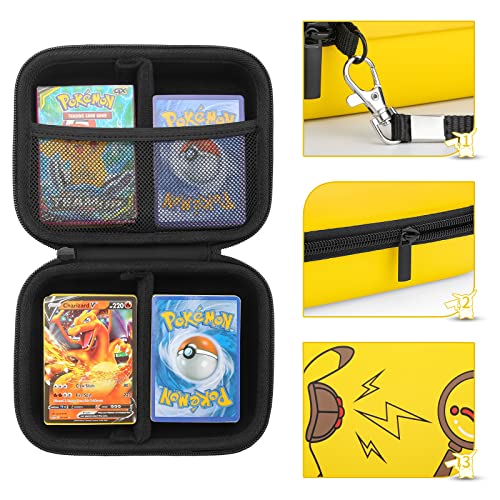 Yinke Cajas Estuche para Pokemon Cartas Portátil, Funda Trading Cards Cromos de MTG Magic,GX EX, Almacenamiento Sostiene hasta 720 Tarjetas Hard-Shell Bolsa Cubrir(Yellow)