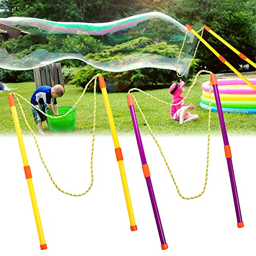 Yisscen Burbujas de Jabon Niños 2 Pares Varita de Burbujas Gigante Niños Burbujas Juguete Burbuja Gigante Kit de Pompas de Jabón Cumpleaños Juego de Jardín Bodas