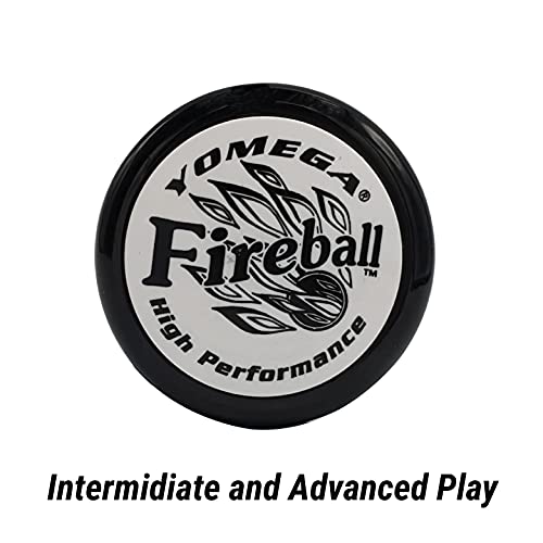 Yomega Fireball - Yoyó transeje de Respuesta Profesional, Ideal para niños y Principiantes Que Quieren Hacer Trucos como los Profesionales + 2 cueras Extra (Negro)