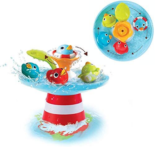 Yookidoo Juguete de baño para bebé con pato de carrera, fuente de agua y cuatro patos mágicos de carreras, para el desarrollo sensorial del baño, tiempo de baño, diversión de 6 meses y más
