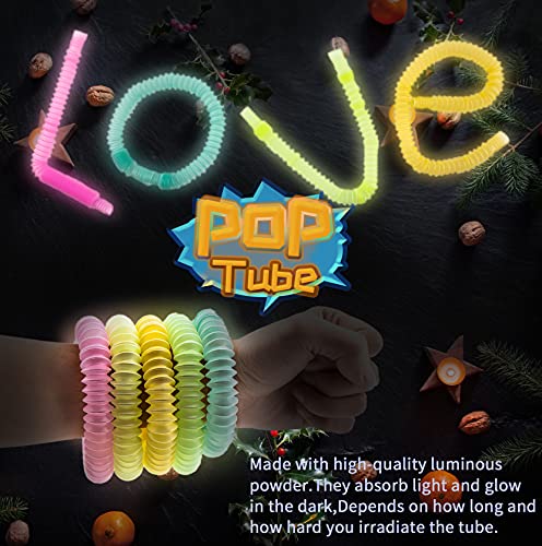 Zayin Mini Tubos Pop Juguetes Sensoriales, Tubo Pop Luminoso Tubo Elástico Multicolor Juguete Educativo Infantil Interesante Herramientas Sensoriales Elásticas para Aliviar el estrés y la Ansiedad