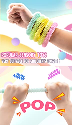 Zayin Mini Tubos Pop Juguetes Sensoriales, Tubo Pop Luminoso Tubo Elástico Multicolor Juguete Educativo Infantil Interesante Herramientas Sensoriales Elásticas para Aliviar el estrés y la Ansiedad