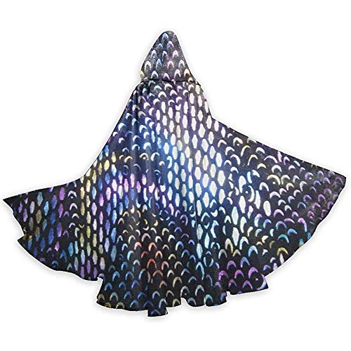 Zome Lag Rainbow Dragon Fish Scale Capa de Halloween Capa con Capucha Elegante con cordón Adulto Cool Witch Robe Extra Long Party Cape
