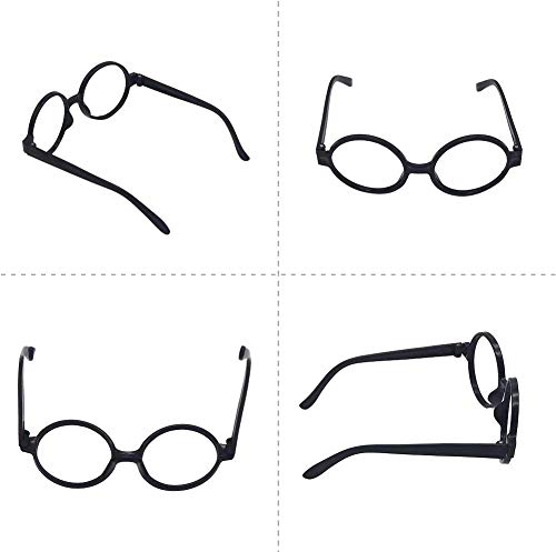 12 Gafas de Magos de Plástico Marco de Gafas Redondo para una Fiesta de Harry Potter (negro)