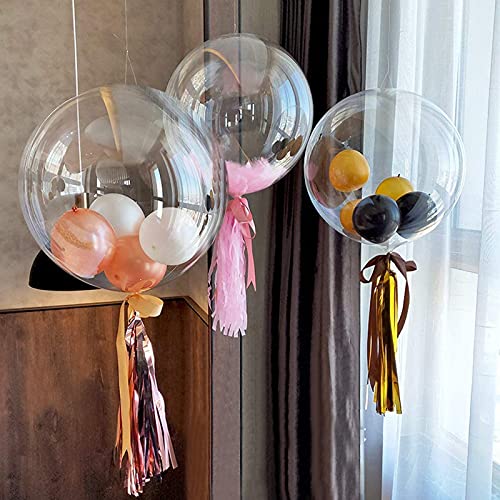 30 Globos de Burbuja Transparentes Globos de Bobo de Cumpleaños Se Puede llenar con Confeti, helio, Adecuado para Fiestas, bodas, Cumpleaños y días Festivos(10,18,24 Pulgadas)