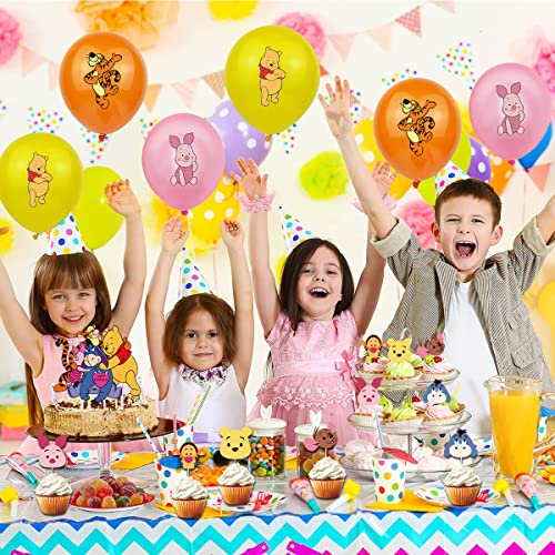 36Pcs Fiesta Cumpleaños Winnie - simyron Winnie The Pooh Decoración, Incluye Winnie The Pooh Globos Banner Cake Topper Suministros Fiesta para Niños