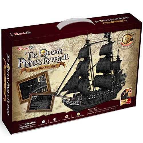 3d Puzzle Queen Anne's Revenge Large Cubicfun T4018h 308 Pieces Decorative Exiting Fun Educational Playing Building Game Kids Best Gift Toy by CubicFun