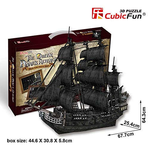 3d Puzzle Queen Anne's Revenge Large Cubicfun T4018h 308 Pieces Decorative Exiting Fun Educational Playing Building Game Kids Best Gift Toy by CubicFun