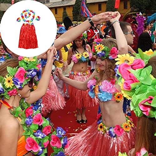 4 Piezas Conjunto Hawaii Hula, Hawaiian Grass Hula Faldas, Guirnalda Hawaiana Falda de Hierba, Adecuado para Fiestas, Fiestas de Baile, Mejorar el Ambiente de Fiesta(Cuatro Colores)