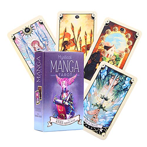 78Pcs Cartas de Tarot, Cartas de Tarot Manga Mística, Tarjeta de Juego de Mesa de Adivinación Del Destino, Fiesta Jugando A Las Cartas Versión en Inglés