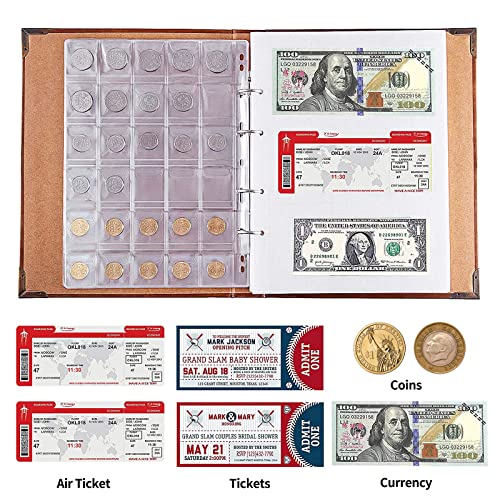 A0ZBZ Álbum de colección de 150 Monedas + 240 Libro de colección de Billetes de Moneda Libro de Almacenamiento Grande para coleccionista