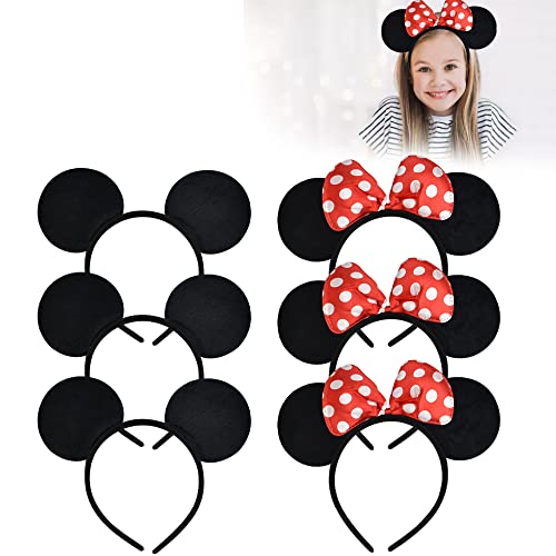 AFASOES 6 Pcs Diadema de Minnie Mouse 3 Mickey y 3 Minnie Orejas de Minnie Mouse Adulto Orejas Minnie Mouse Diadema Mickey para Mayores Niños para ir a Disneyland Fiesta Infantil Fiestas Disfraces